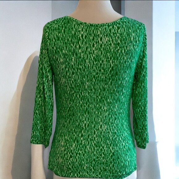 Michael Michael Kors quarter sleeve cowl neck green animal print tunic Small - Picture 4 of 10